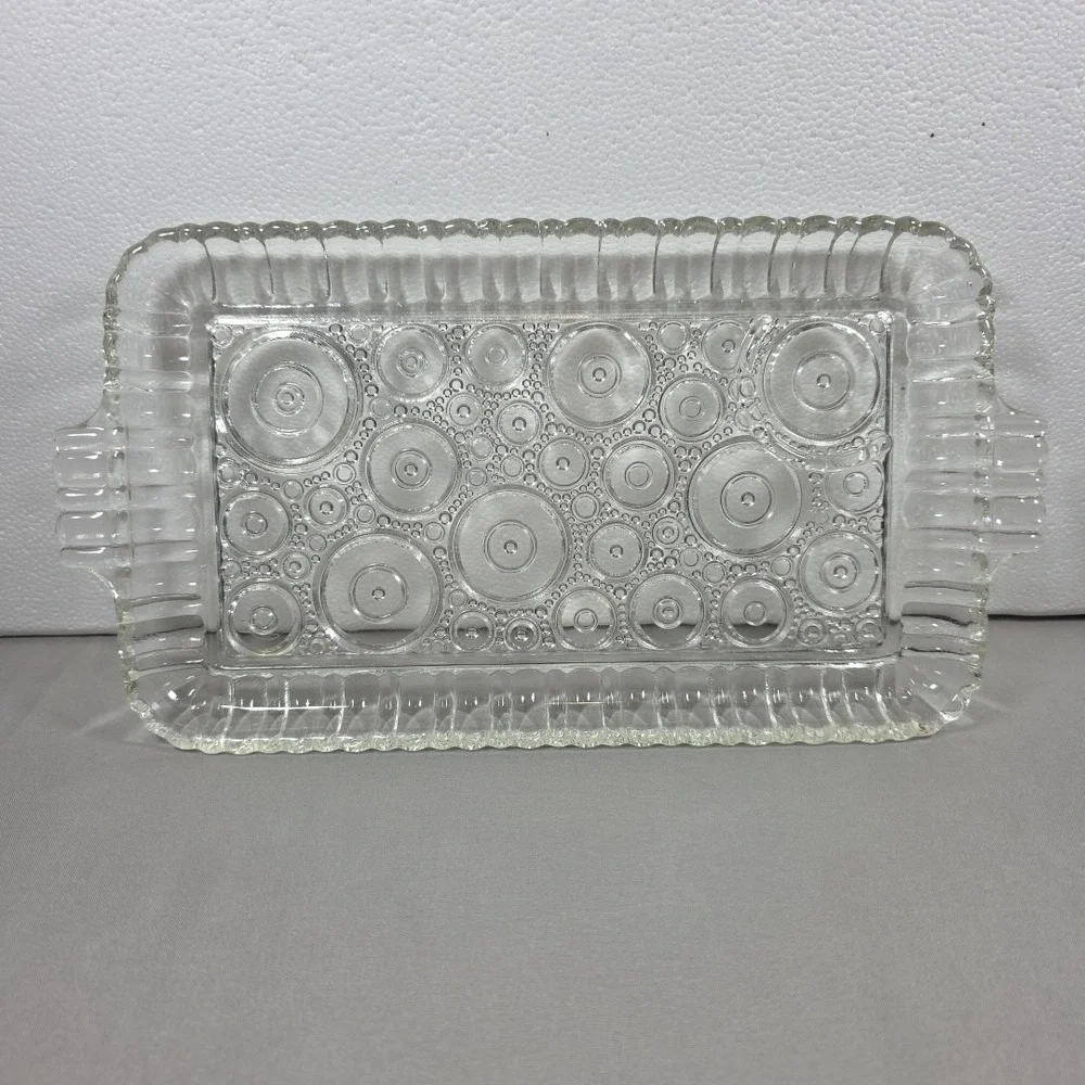 Vintage‎ Anchor Hocking Circle Bubbles Glass Luncheon Snack Tray